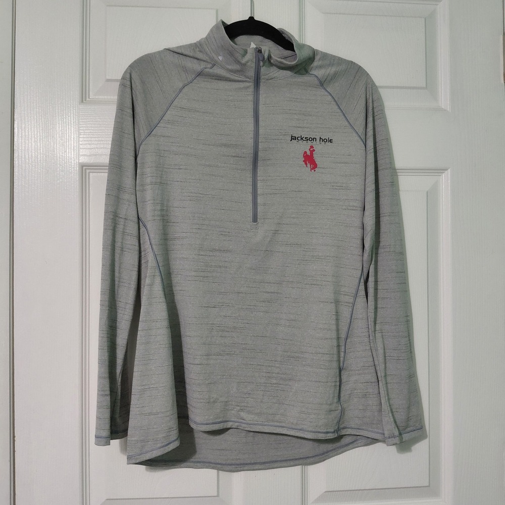 Under Armour Jackson Hole Wyoming Gray Quarter Zip Pullover Womens Large Fitted